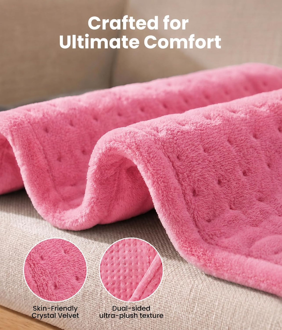Electric Heating Pad for Back, Cramps, Shoulder, Moist & Dry Heat, 12"x24"