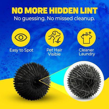 HASHI 12 Pack 2.3 Inch Pet Hair Remover for Laundry, Reusable Washing Machine and Dryer Balls, Dog and Cat Fur Lint Catcher for Clothes and Bedding, Gentle on Fabrics, Prevents Tangling, Black