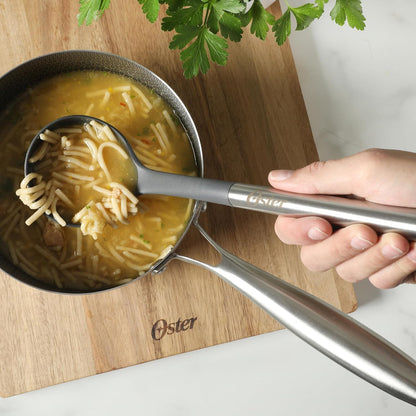 Oster Chadswyck 8” Can Opener, Stainless Steel Manual Can Opener with Soft Grip Handles, Smooth Edge Cutting, Dishwasher Safe