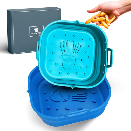 Platinum Silicone Air Fryer Liners Reusable Square-Extra Strong-Easy to Clean Air Fryer basket for Oven Microwave Accessories - BPA Free - Food Safe Pot for 5.8QT to 8 QT - 9 Inch