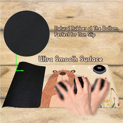 Heated Desk Pad Heated Large Mouse Pad, Electric Quickly Warm Desk Mat with 3 Levels Heating 3 Hours Auto Shut-Off, 31.5" x 13" Warm Gaming Mousepad Hand Foot Warmer, Baby Elephant