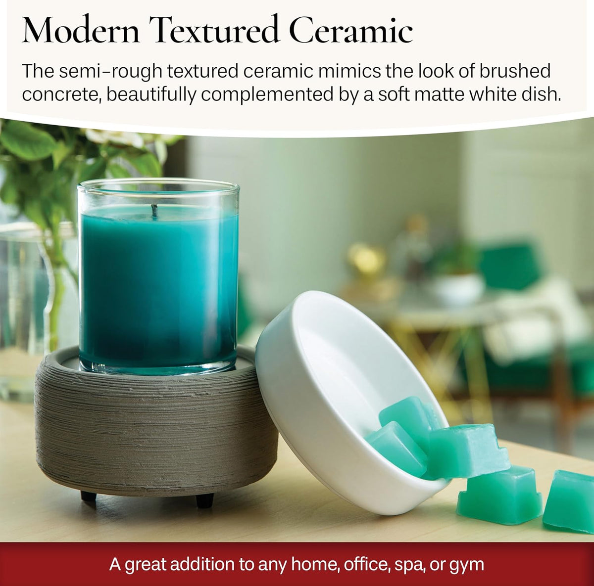 Candle Warmers ETC 2-in-1 Candle and Fragrance Warmer for Warming Scented Candles or Wax Melts and Tarts with to Freshen Room, Pewter Walnut