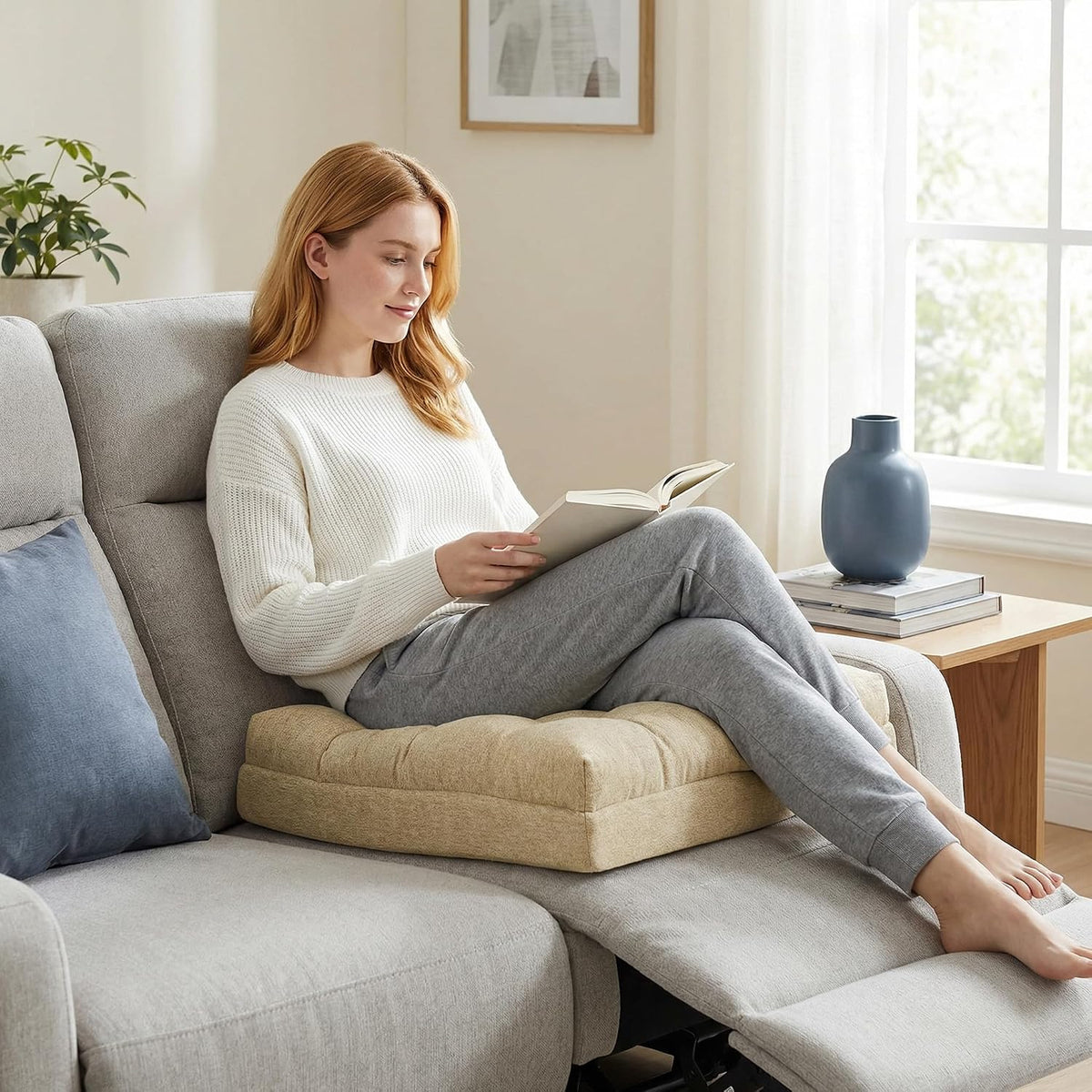 baibu Memory Foam Recliner Cushions for Elderly, 20 x 20 x 5 Inch,Dark Grey