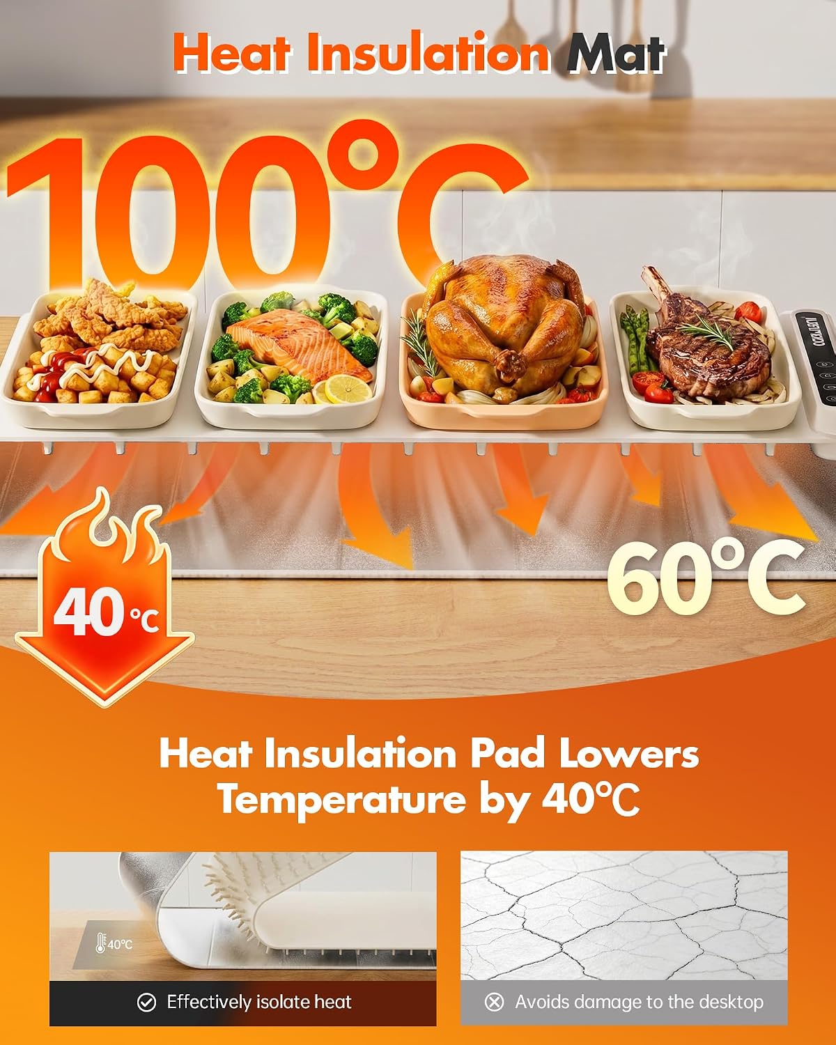 Warming Mat For Food Extra Large 36"x16" 580W Food Warming Mat Buffet Servers and Warmers,Chafing Dishes for Buffet 6 Temp 6 Hour,Roll Up Food Warmers for Parties Buffet Catering Gatherings