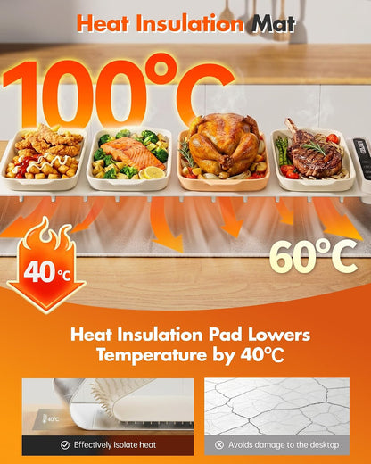 Warming Mat For Food Extra Large 36"x16" 580W Food Warming Mat Buffet Servers and Warmers,Chafing Dishes for Buffet 6 Temp 6 Hour,Roll Up Food Warmers for Parties Buffet Catering Gatherings