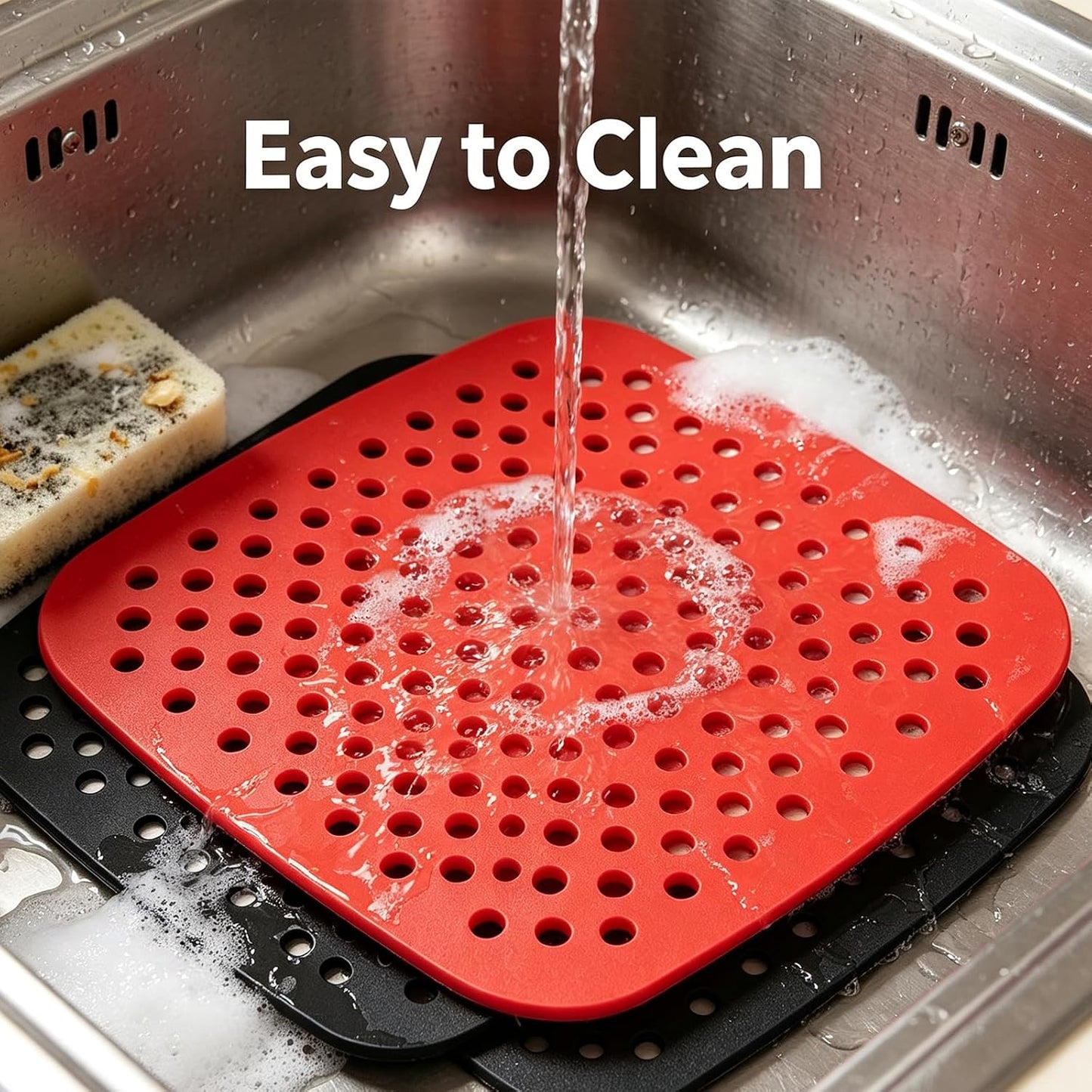 Air Fryer Silicone Liners,2 Pack 8.5 Inch Reusable Food-Grade Silicone Mat, Non-stick Heat Resistant Air Fryer Accessories