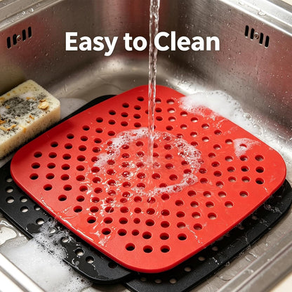 Air Fryer Silicone Liners,2 Pack 8.5 Inch Reusable Food-Grade Silicone Mat, Non-stick Heat Resistant Air Fryer Accessories