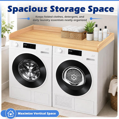 ROYXEN Washer Dryer Countertop, Laundry Countertop Solid Wood, Countertop for All Front-Loaded Washing Machine and Dryer, Extra Room for Laundry Room, Oak