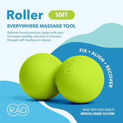 RAD Roller Stiff Peanut Massage Ball - High Density Peanut Massager - Myofascial Release for Back, Feet, Neck, Psoas - Suboccipital Release Device, Thoracic Spine Roller Balls