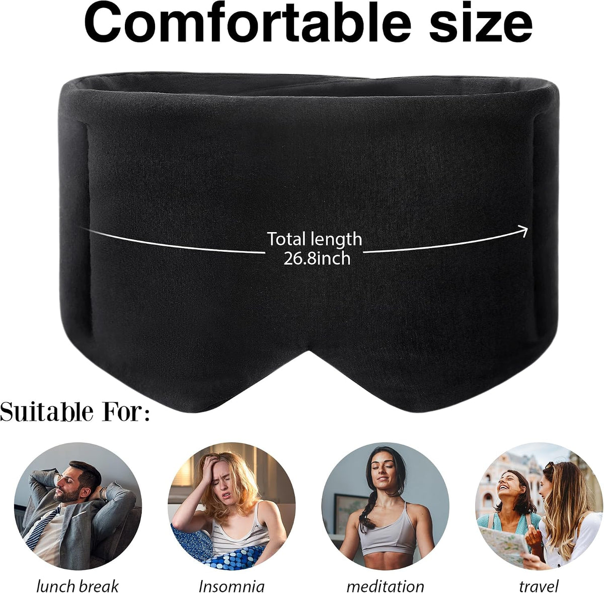 FRESHME Weighted Eye Mask for Sleeping - Gray Blackout (0.7lb/11oz) Cotton Heavy Weighted Eye Pillow for Men Women, Oversize Large Soft Sleep Face Eyes Cover with Nose Pad for Sidesleeper