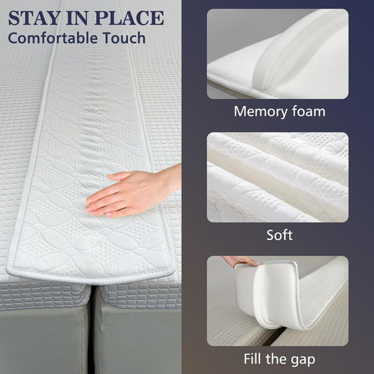 Asatdd Bed Bridge Twin Size to King Size Bed | Waterproof Bed Split Filler, Twin Size to King Size Bed Converter, 75" x 12"