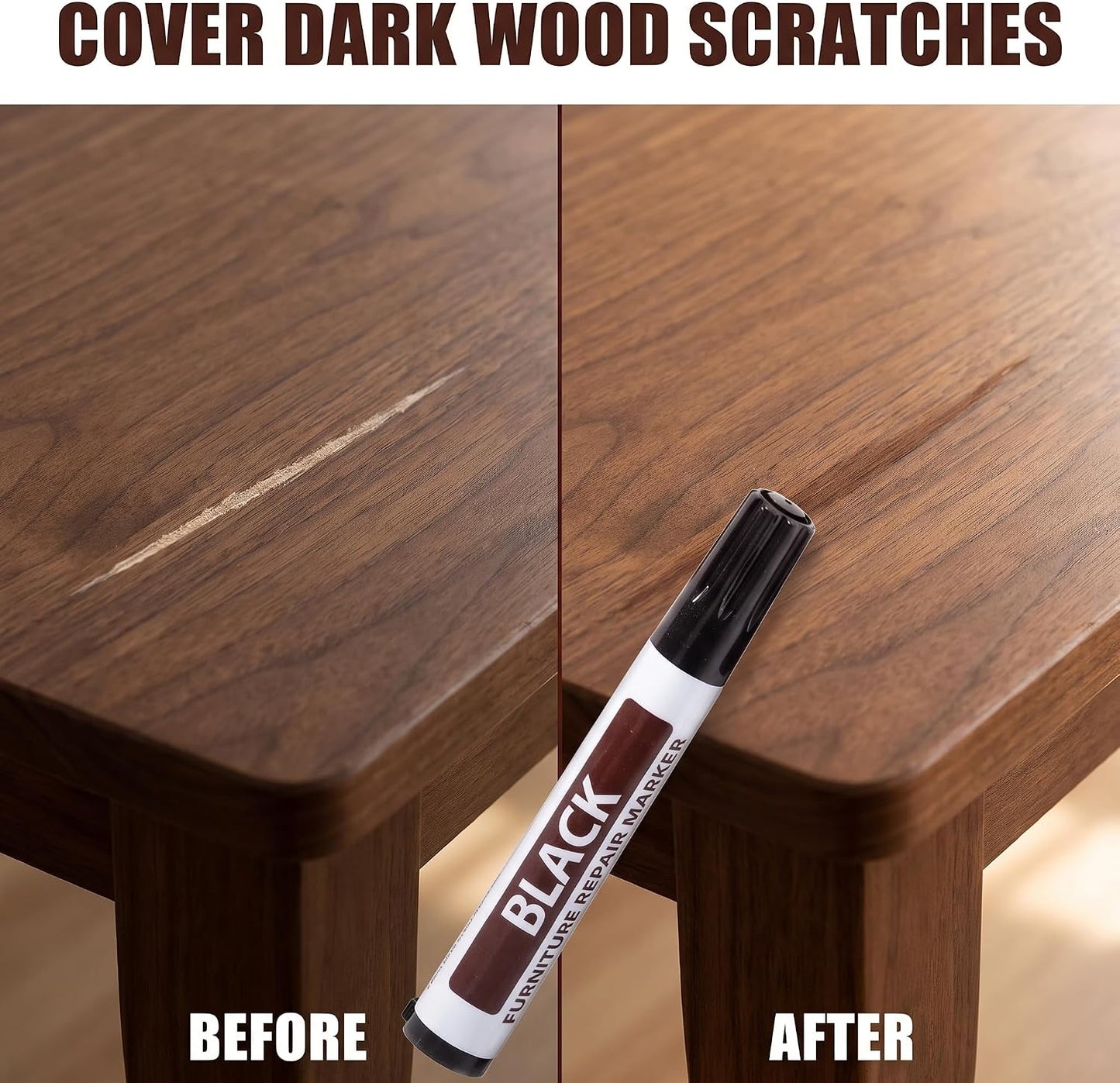 Black Furniture Repair Wood Cabinet Floor Touch Up Markers Scratch Filler Remover - Mahogany Wood Polish and Care Wood Floor Markers Repair Kit(ZS295)