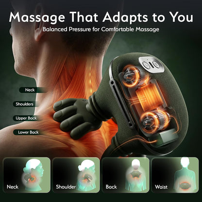 Neck Massager with Heat, Deep Kneading for Neck and Upper Shoulder Relief, Firm Shiatsu Pressure, 3 Modes, Cordless with Adjustable Strap