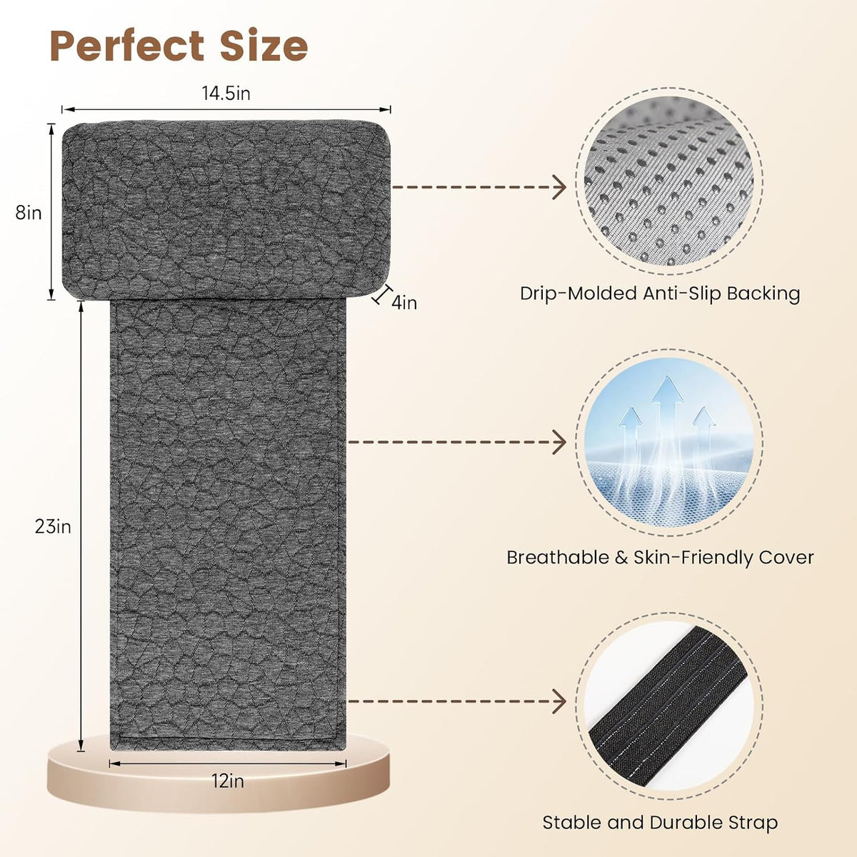 SUPA MODERN Adjustable Headrest Pillow for Recliner, Armchair & Sofa – Breathable, Non-Slip Shredded Memory Foam with Washable Cover for Neck Support & Pain Relief (Straps)