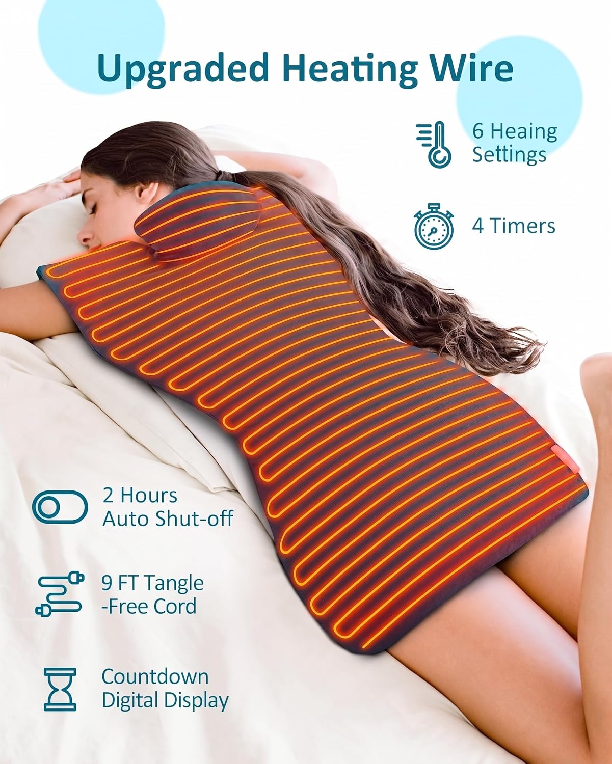 Heating Pad for Neck Shoulders Back, Upgraded PTC+NTC Even Heating, Versatile Electric Heated Neck Wrap for Full-Body Relax, Birthday Gifts for Women Men Mom Dad Wife Husband, ETL Safety Certified