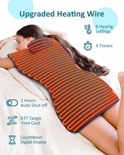 Heating Pad for Neck Shoulders Back, Upgraded PTC+NTC Even Heating, Versatile Electric Heated Neck Wrap for Full-Body Relax, Birthday Gifts for Women Men Mom Dad Wife Husband, ETL Safety Certified