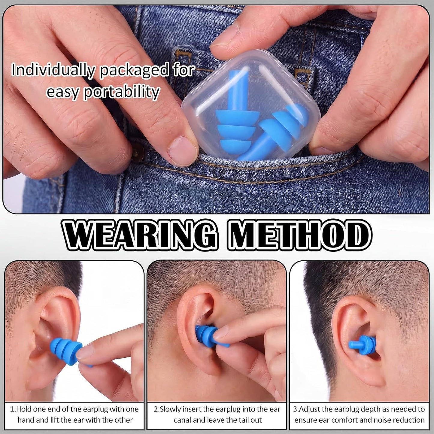 24 Pairs Black Ear Plugs Bulk NRR 29dB Reusable Silicone Ear Plugs with Plastic Cases Soft Foam Plug for Sleeping Noise Cancelling Concerts Shooting Swimming Noise Reduction