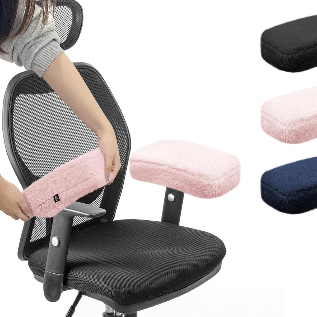 SPRING SEAON Desk & Office Chair Arm Pads Covers Fuzzy Memory Foam Pads
