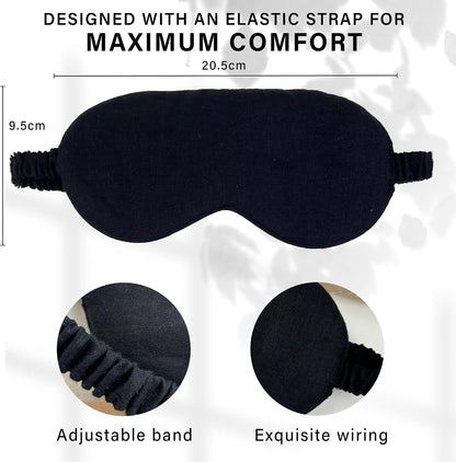 Eye mask Pure Linen Sleep Mask with Elastic Band, No Pressure On Eyes,Side Sleeper Eye Cover Organic Cotton Core Blindfold,Napping & Yoga Travel Essentials (Natural)