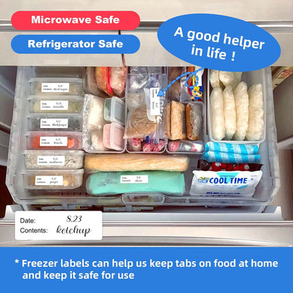 500PCS 1" x 3" Write-On Freezer Labels for Food Containers/Jars | Erasable, Removable, Water/Oil/Tear Resistant, No Residue Food Storage, for Freezer Bags, Meal Prep & Kitchen Use