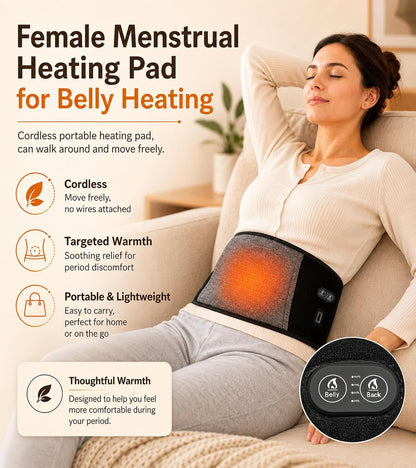 Heated Waist Belt, Cordless Lower Back Heating Pad, Black