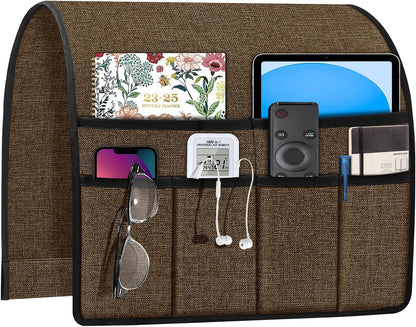 Joywell Remote Caddy Couch Remote Control Holder for Recliner Sofa Armrest Organizer Non Slip Arm Chair Caddie with 6 Pocket Storage for Magazine, Tablet, Phone, iPad, Black
