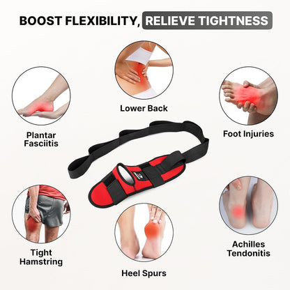 DMoose Fitness Foot & Calf Stretcher with Adjustable Padded Stretching Strap for Plantar Fasciitis, Hamstring, Heel Spurs and Achilles Tendonitis Relief - Yoga Leg Stretch Strap for Flexibility