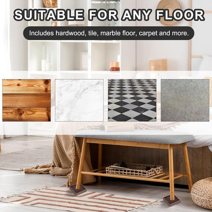 PATIKIL 1.5x1.5 Furniture Coasters, 12 Pcs Caster Cups Furniture Cups Rubber Non-Slip Square Feet Anti-Slip Stopper Pad Protector Sliding for Hardwood Floors Carpet Chair Table, Coffee