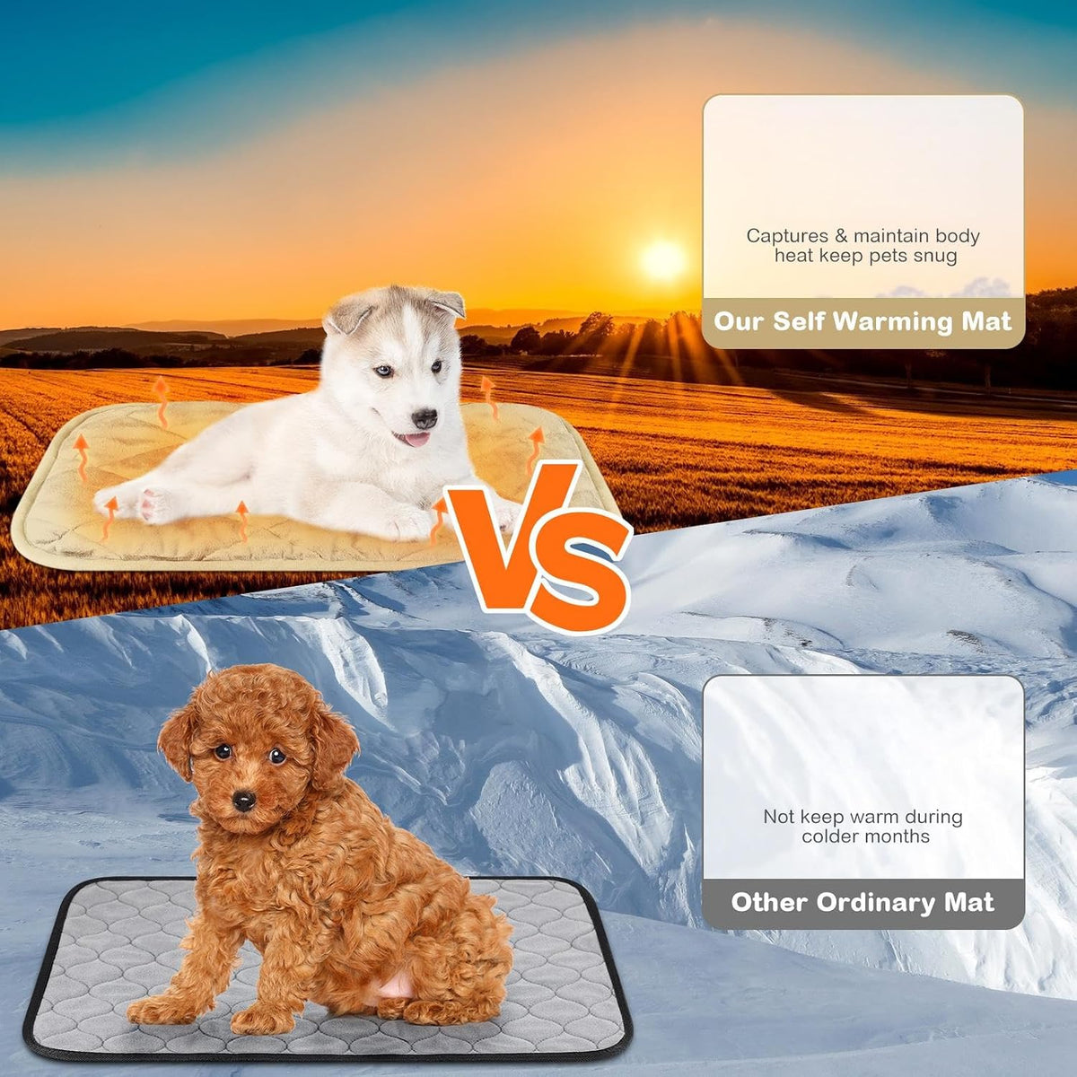 2 Pack Self Heating Cat Mat Self Warming Pet Pads Washable Kennel Mat Dog Crate Pad Reflects Body Heat Non Skid Cat Thermal Pads for Puppy Indoor Outdoor(Black,16 x 20 Inches)