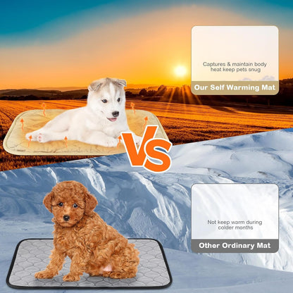 2 Pack Self Heating Cat Mat Self Warming Pet Pads Washable Kennel Mat Dog Crate Pad Reflects Body Heat Non Skid Cat Thermal Pads for Puppy Indoor Outdoor(Black,16 x 20 Inches)