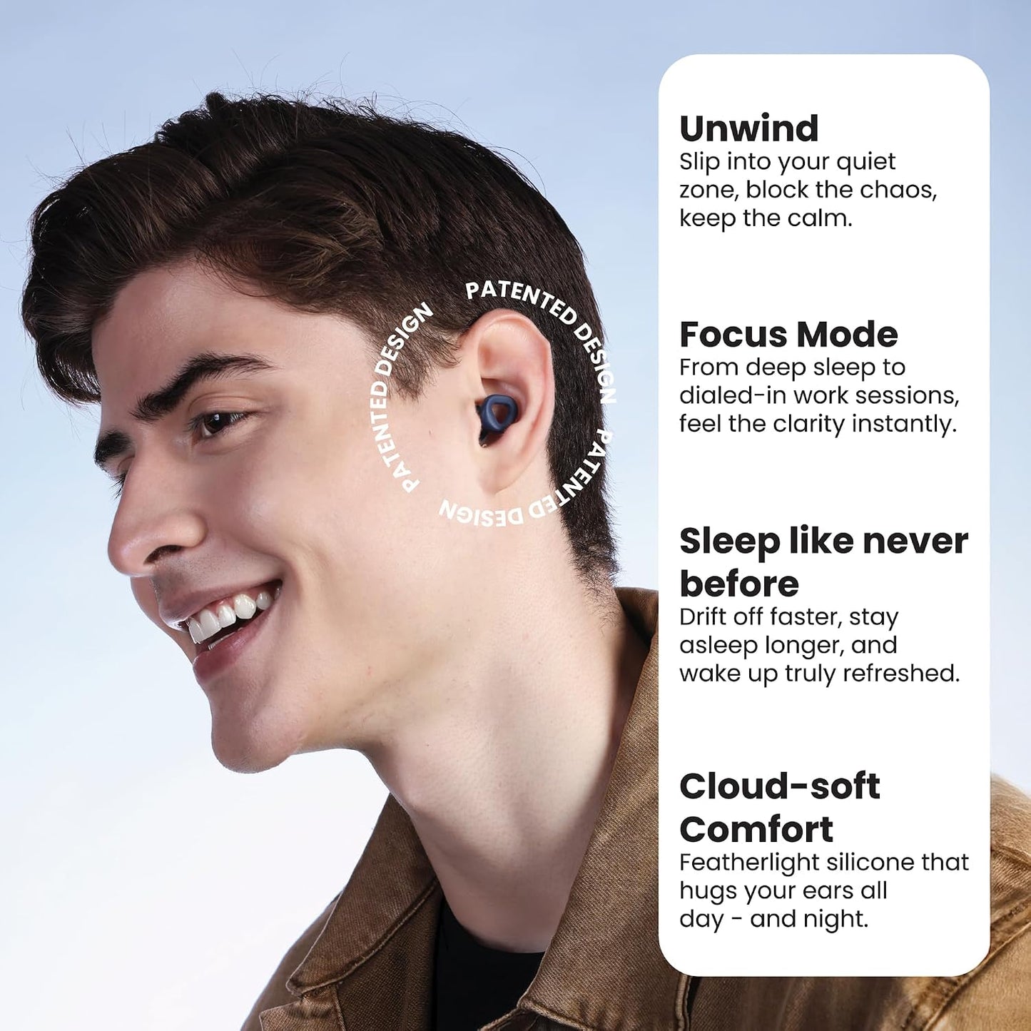 Zenz Unwind Ear Plugs for Sleeping Noise Reduction - Comfy Reusable Soft Silicone Earplugs for Focus, Study, Work - 8 Pair Eartips in XS/S/M/L - 27dB Hearing Protection with Storage Case - Onyx Black