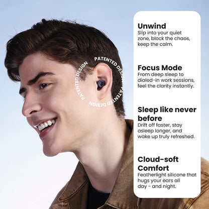 Zenz Unwind Ear Plugs for Sleeping Noise Reduction - Comfy Reusable Soft Silicone Earplugs for Focus, Study, Work - 8 Pair Eartips in XS/S/M/L - 27dB Hearing Protection with Storage Case - Onyx Black