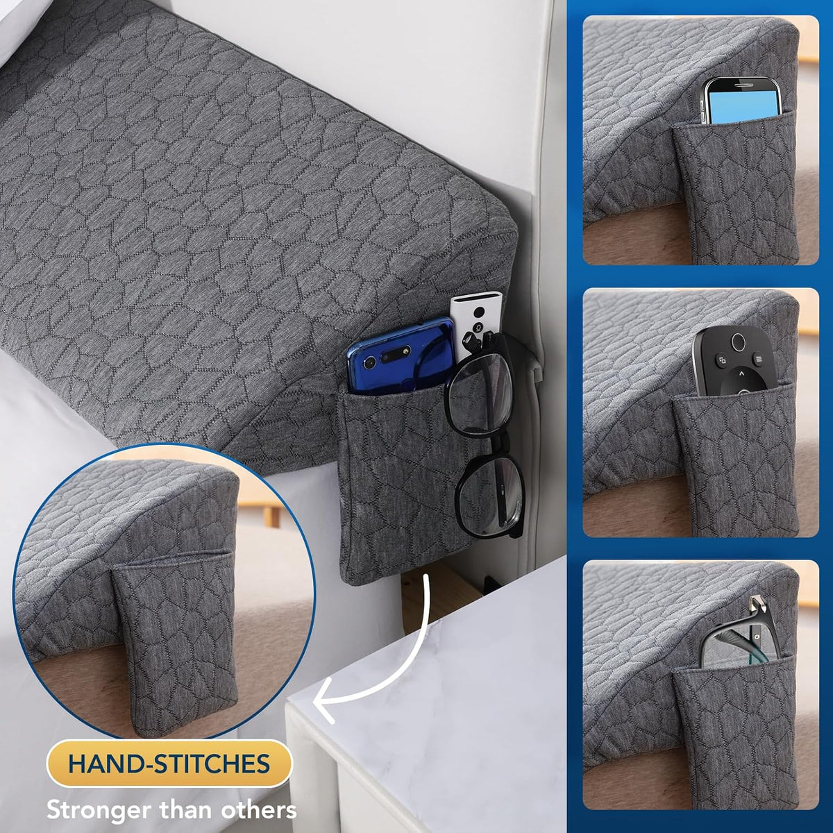 Patent Twin Size (39"x10"x6") Bed Wedge Pillow Headboard Pillow Mattress Wedge Triangle Pillow Long Bolster Pillow Bed Gap Filler (0-7") Mattress Gap Filler Between Your Headboard and Mattress