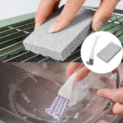 2 Set Kitchen Scrub Brush with Grill Cleaning Brick Stove Cleaning Brush Griddle Cleaning Kit for Range Hood Grease Grime Removal Cooktop Gas Stove Burner Oven Pot Pan Bottom BBQ Grates Smoker