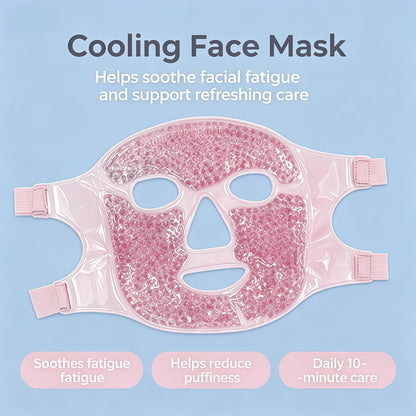 Reusable Gel Bead Cooling Face Mask, Adjustable Strap Ice Facial Mask for Puffiness Relief Skin Care