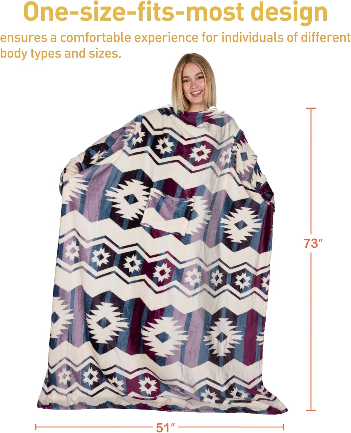 Catalonia Wearable Blanket with Sleeves for Women & Men, Fleece Wrap Throw | Cozy Sleeve Design for Hands-Free Comfort, Perfect for Reading, TV Time & Relaxing, Christmas & Birthday Gift