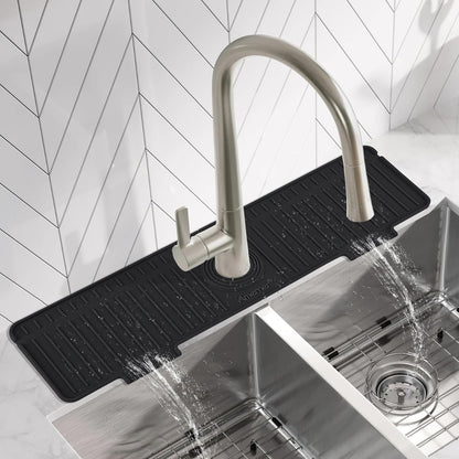 Kitchen Sink Splash Guard, 20IN Longer Silicone Faucet Guard & Draining Mat, Bathroom and Kitchen Sink Organizer, Sink Faucet Mat Water Splash Guard Behind Faucet Accessories Gadget, 20” x 5.5”, White