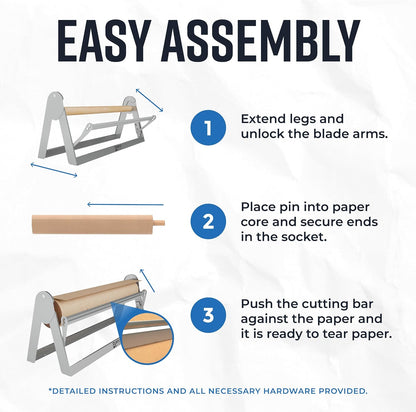 Bryco Goods 18 Inch Butcher & Kraft Paper Roll Dispenser and Cutter | Heavy-Duty Steel Frame, Sharp Blade, Wall Mountable, Tabletop, Non-Slip Rubber Feet, One-Hand Operation, Holds 1000ft Rolls