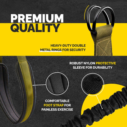 Pull Up Assistance Bands Set with 4 Levels, Adjustable Strap and Foot Rest | 50–200 lb stackable pull-up assistance, nylon-sleeved bands, adjustable support, reduced snap-back risk