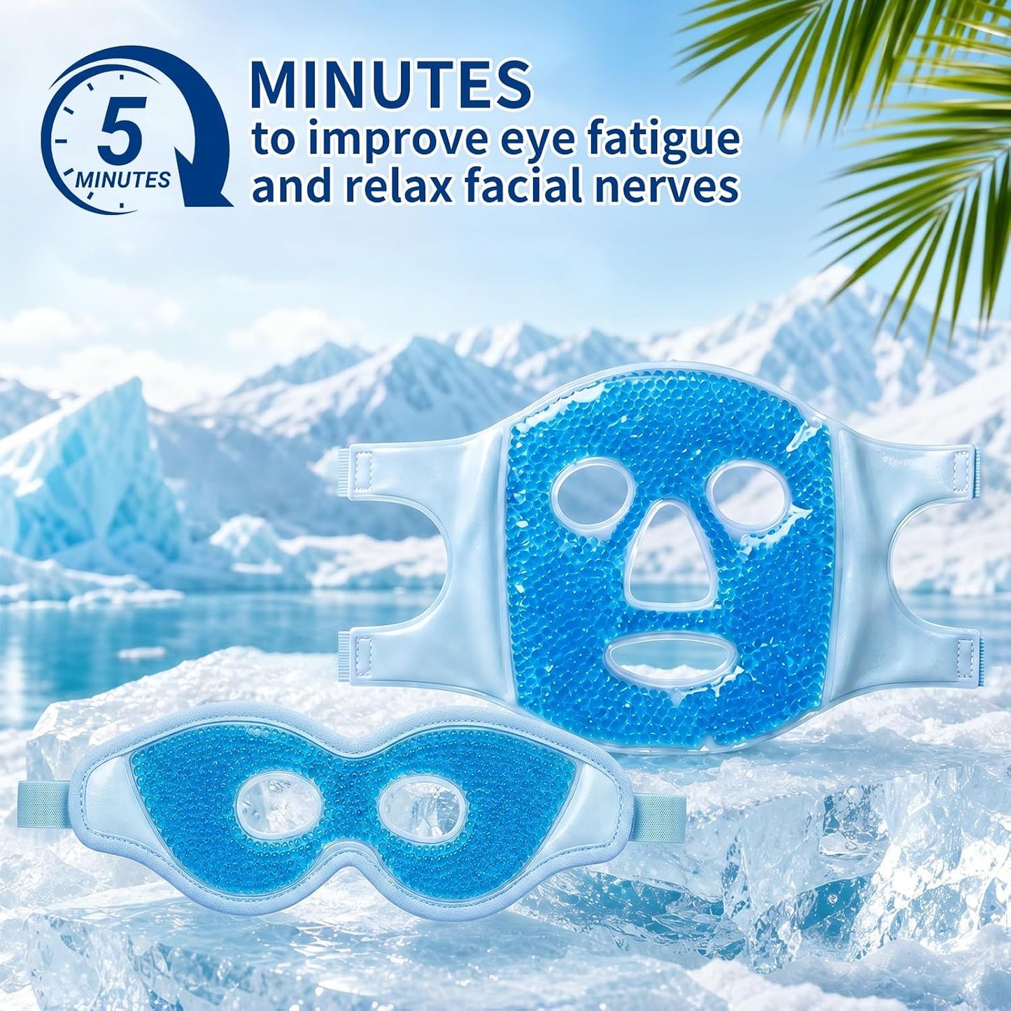 2PCS Gel Eye Mask & Cooling Face Mask for Reducing Puffiness, Bags Under Eyes, Redness, Dark Circles, Cold/Hot Eye Mask for Gift for Women Pack with Soft Plush Backing