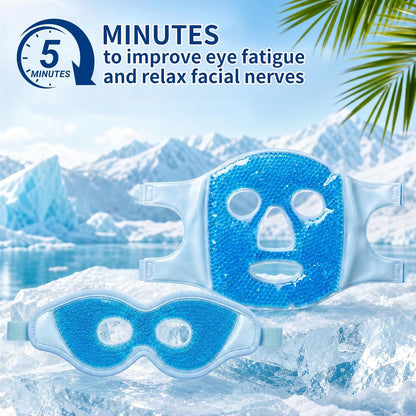 2PCS Gel Eye Mask & Cooling Face Mask for Reducing Puffiness, Bags Under Eyes, Redness, Dark Circles, Cold/Hot Eye Mask for Gift for Women Pack with Soft Plush Backing
