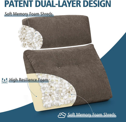 Back Support Pillow for Recliner Soft Dual Layer Lumbar Support Pillow with Shredded Memory Foam Ergonomic Orthopedic Couch Lumbar Cushions for Elderly Lower Back Pain Relief Dark Grey