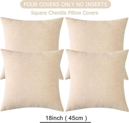 GAWAMAY Lumbar Support Pillow Decorative Rectangle Throw Pillow Covers 12"x20" Inch Set of 2, Soft Chenille Fall Pillowcase for Living Room Bedroom Sofa Couch Cushion Cover Grey 30x50cm (No Insert)