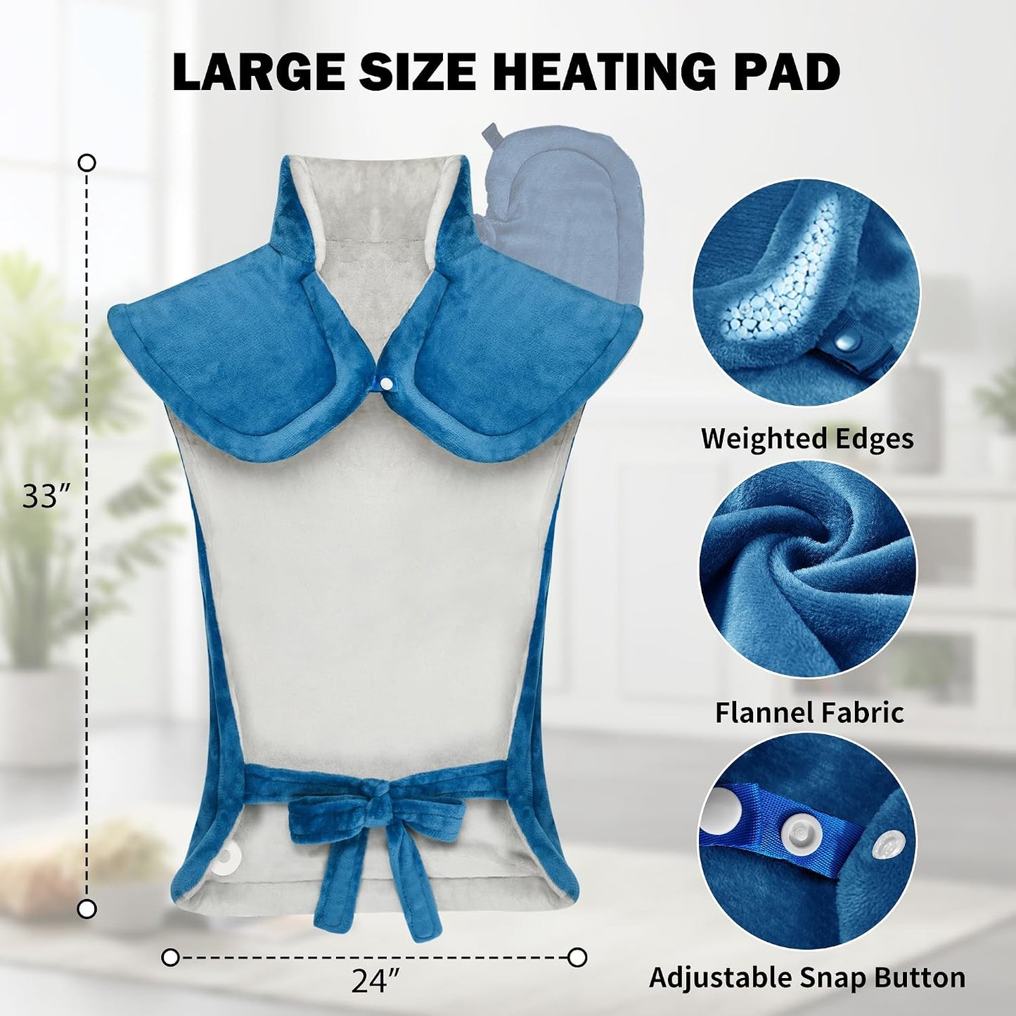 WUGE Fathers Day Dad Gifts, Heating Pad for Neck Shoulder and Back, Birthday Gift for Women Men, Deeper Pain Relief, Large Weighted Heat Pad, ETL Certified, Gray