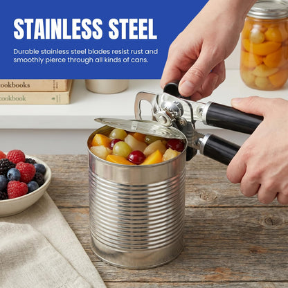 Can Opener Manual, Heavy Duty Stainless Steel Rust Proof Can Opener with Easy Grip Handle, Smooth Edge Safe Cut, Can Openers for Seniors, Durable Kitchen Tool