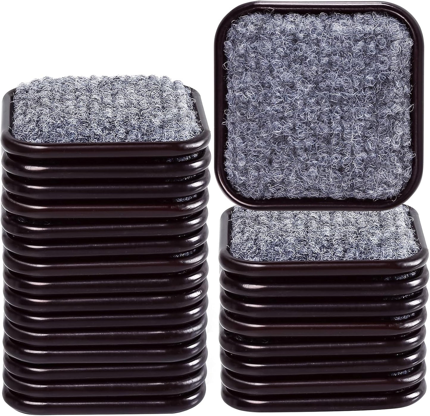 1 5/8" Round Carpet Bottom Furniture Caster Cups Furniture Coasters 24 Pack | Reusable Furniture Pads for Hardwood Floors, Carpet Sliders Floors Protectors to Tile or Laminate from Scratches, Brown/Gray