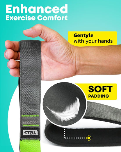 Stretching Strap with Loops - Non Elastic Yoga Strap for Physical Therapy | Video Exercises Included - Stretch bands for Stretching Equipment and Flexibility - Fascia, Hamstring & Leg Stretcher Belt