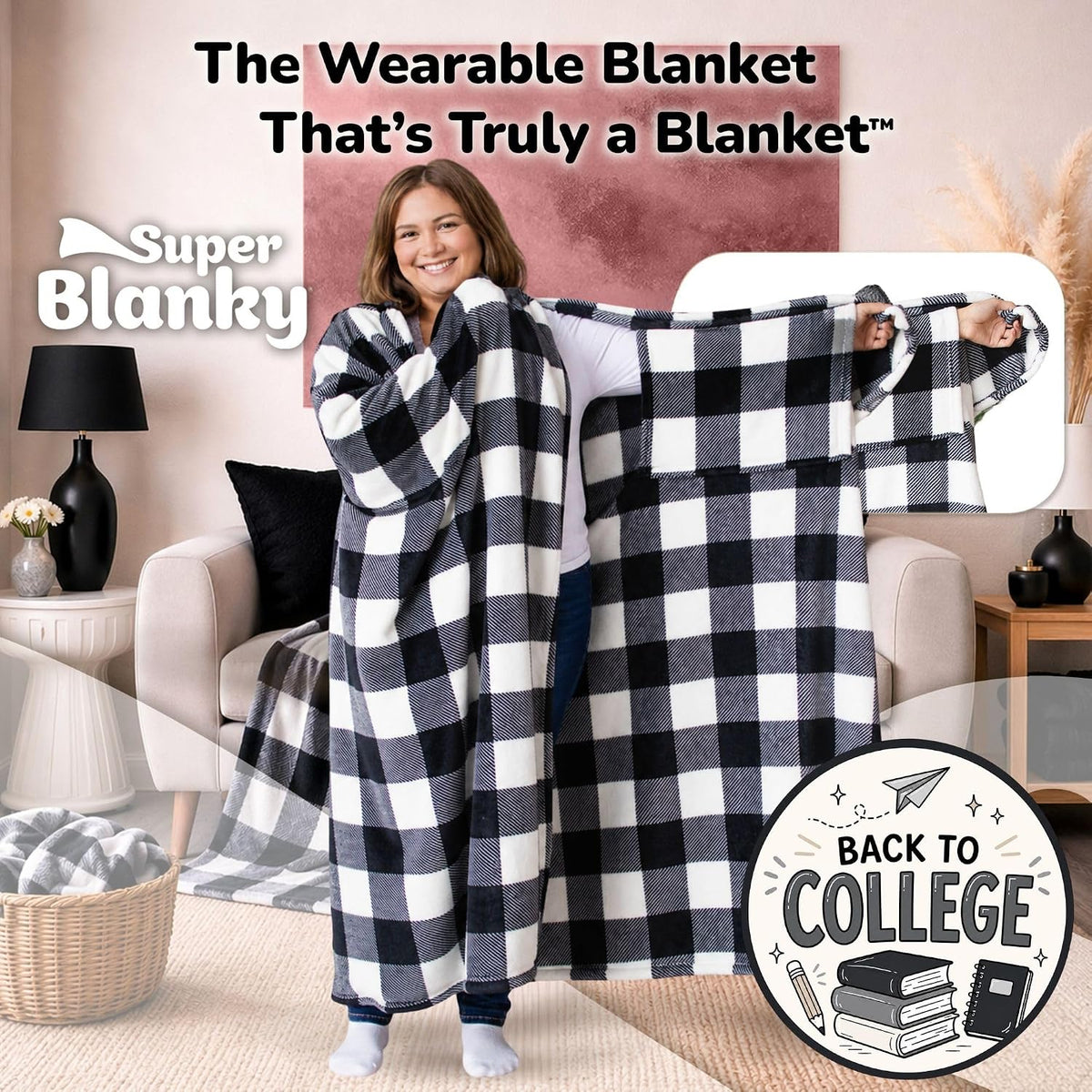 Super Blanky Wearable Blankets for Women & Men, Dorm Room Essentials, Gift for Her, Gifts for Women, Wife Birthday Gift Ideas