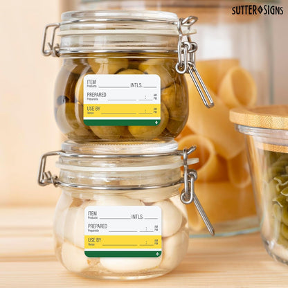Sutter Signs Shelf Life Stickers for Food Prep 500 Removable Labels 1" x 2" | 500 Removable Food Rotation Labels, Bilingual English/Spanish Use By Labels, 1" x 2" Roll