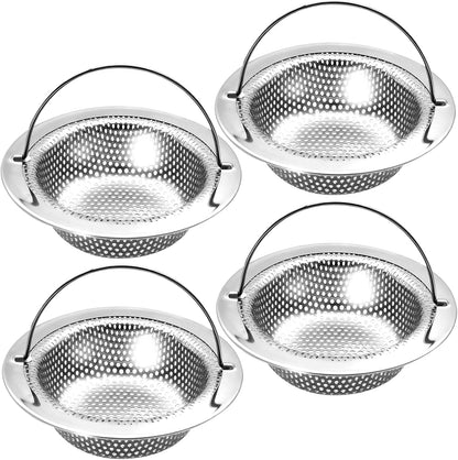 2 Pack Kitchen Sink Drain Strainer with Handle, Universal Stainless Steel Food Catcher Basket, Rust Free, Fits Most Kitchen Sinks